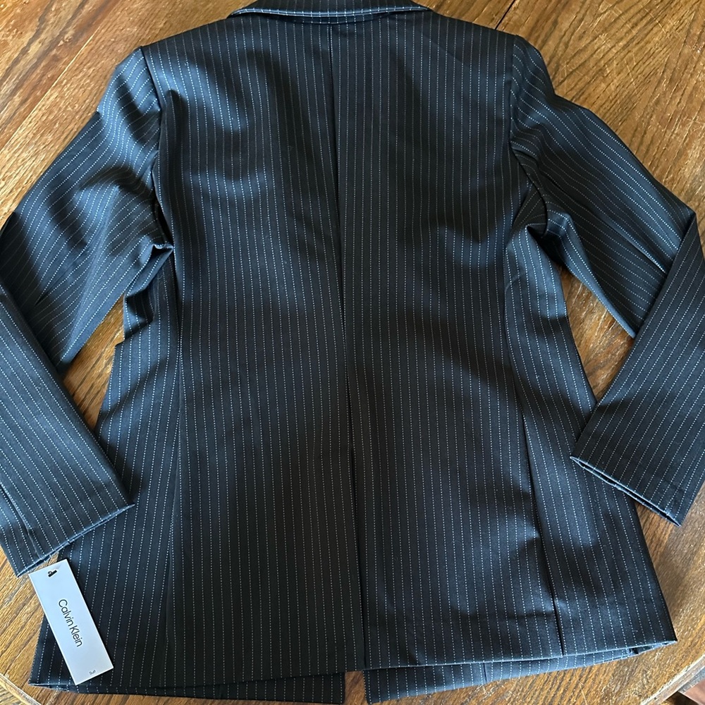 Calvin Klein Women’s Pinstripe Blazer One Button Tailored Office Jacket Sz XL - Picture 4 of 11